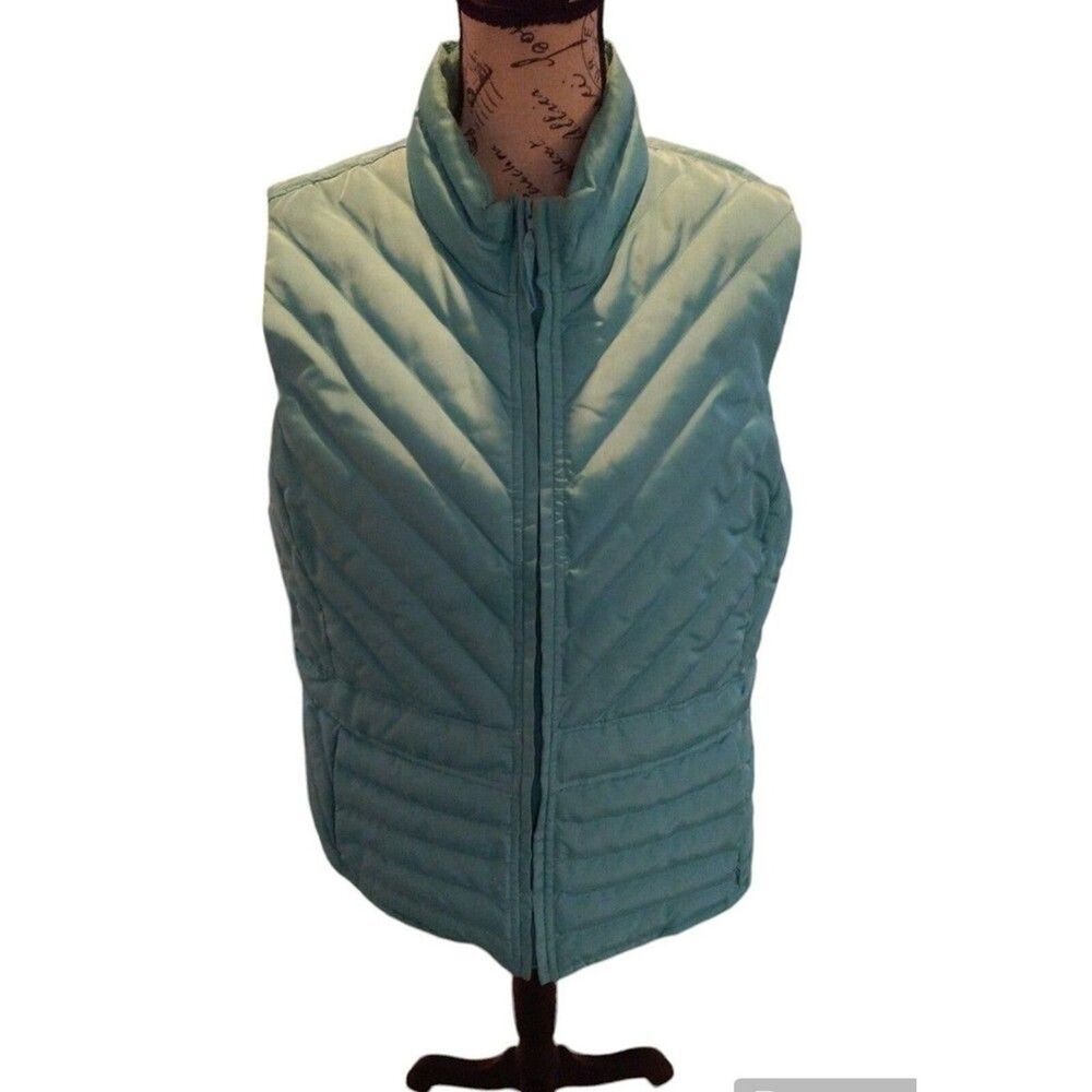 Ann Taylor Loft outdoorsy classic turquoise large Puffer Vest
